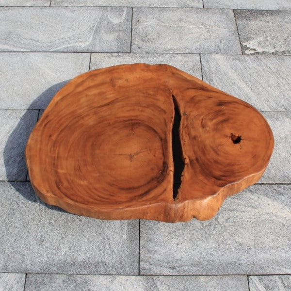 ovaler Couchtisch | Vollholz-Couchtisch | einem massiven Baumstamm 96x75cm