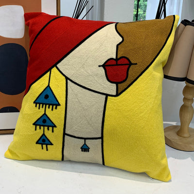 Strickkissenbezug 45x45 aus Kaschmir mit abstraktem Muster, hochwertiges Deko Kissen für Sofa, Bett und Wohnzimmer im skandinavischen, modernen oder asiatisch inspirierten Stil, weiches Kuschelkissen als Geschenkidee in der Schweiz.45x45cm-7