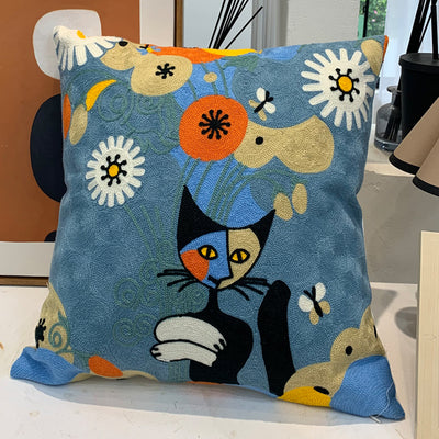 Strickkissenbezug 45x45 aus Kaschmir mit abstraktem Muster, hochwertiges Deko Kissen für Sofa, Bett und Wohnzimmer im skandinavischen, modernen oder asiatisch inspirierten Stil, weiches Kuschelkissen als Geschenkidee in der Schweiz.45x45cm-8