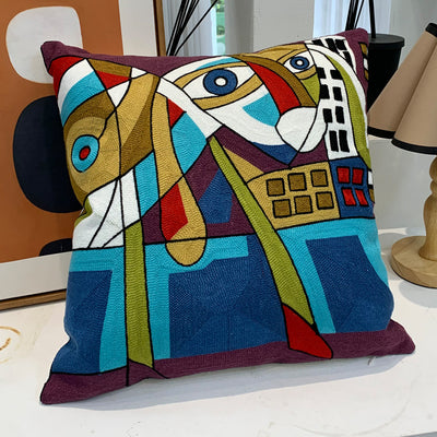 Kaschmir Kissen 45x45 als kuscheliger Strickkissenbezug mit abstraktem Muster, hochwertiges Zierkissen für Sofa, Bett und Wohnzimmer Deko im skandinavischen, modernen oder Boho Stil, Sofakissen für Leder- und Stoffsofas in der Schweiz.