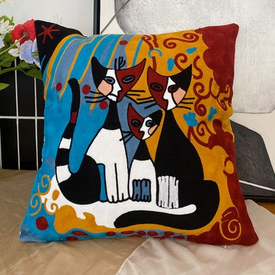 Kaschmir Kissen 45x45 als kuscheliger Strickkissenbezug mit abstraktem Muster, hochwertiges Zierkissen für Sofa, Bett und Wohnzimmer Deko im skandinavischen, modernen oder Boho Stil, Sofakissen für Leder- und Stoffsofas in der Schweiz.