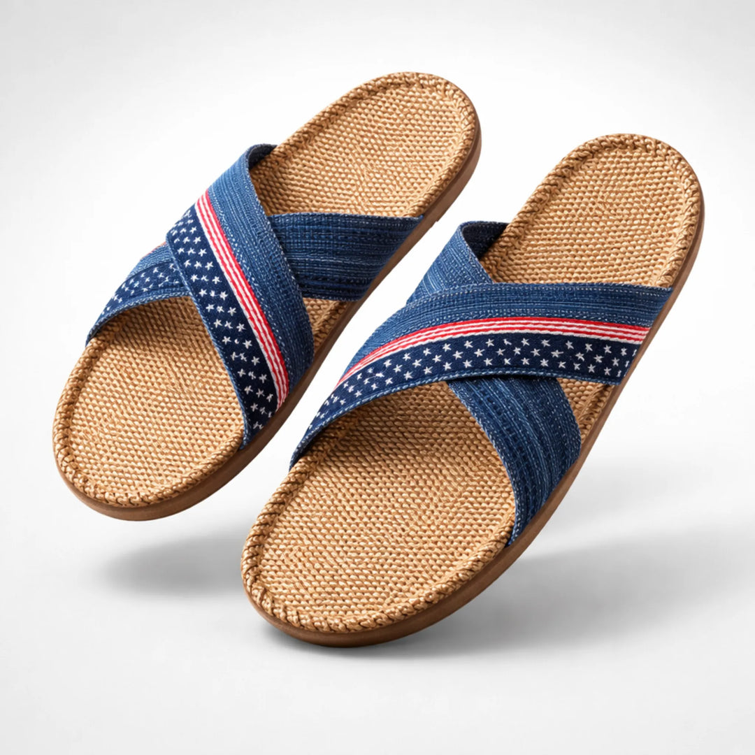 Leinen Hausschuhe im asiatischen Stil – leichte, atmungsaktive Leinenschlappen für Damen und Herren, naturbelassen ohne Kunststoff, ideal für Parkett und Bodenheizung in Schweizer Wohnungen