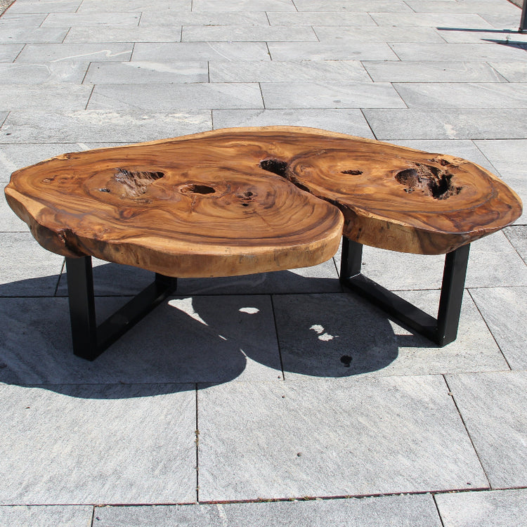 Ovaler Couchtisch Holz dunkel – 120cm für Indoor & Outdoor | Buddha Deko