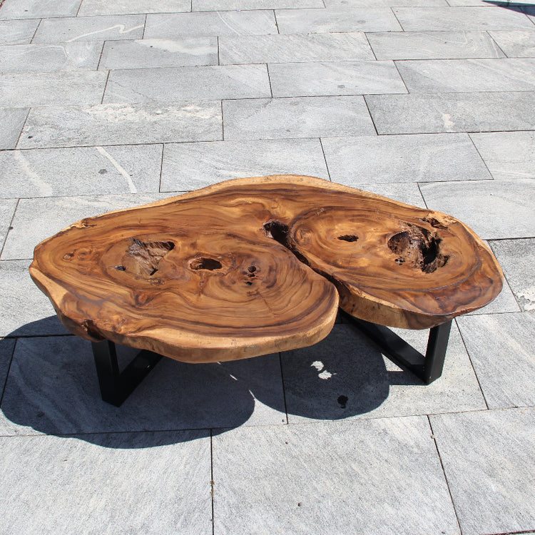 Ovaler Couchtisch Holz dunkel – 120cm für Indoor & Outdoor | Buddha Deko