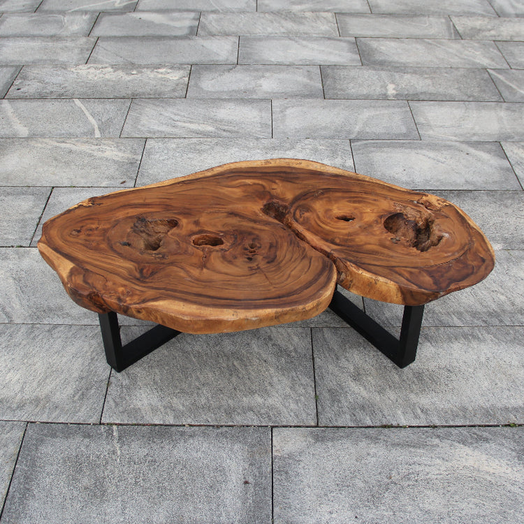 Ovaler Couchtisch Holz dunkel – 120cm für Indoor & Outdoor | Buddha Deko