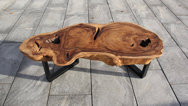 Salontisch Holz, Baumstamm Couchtisch, Wohnzimmertisch Suar 120cm