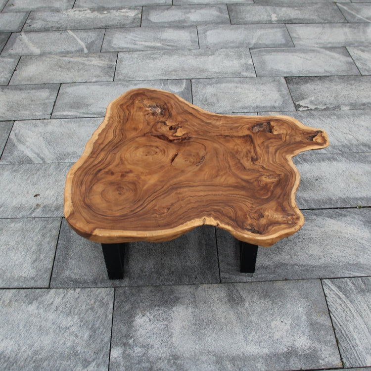 Salontisch Holz, Couchtisch Baumscheibe, Holzstamm Tisch 95cm