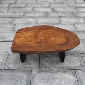 Salontisch Holz dunkel, Couchtisch oval mordern, massiv Holztisch