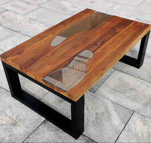 Salontisch Holz mit Glas, Couchtisch Holz Glas , asiatische Tisch