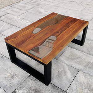Salontisch aus Teakholz, Couchtisch aus Teakholz rechteckig 110cm 
