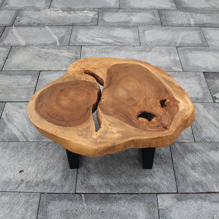 Salontisch massiv Holz, Holztisch Wohnzimmer, Baumstamm Tisch 98cm