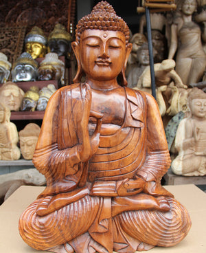 Sitzender Buddha aus Suar Holz – 60cm | Asiatische Wohnkultur Schweiz