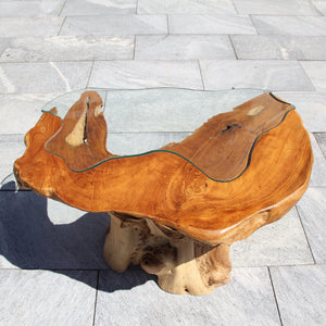 Teak Wurzeltisch | Naturgeformter Couchtisch 90 cm – Unikat