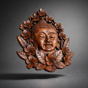 Wand Buddha Deko Holz 35 cm – handgeschnitzter Buddha Kopf aus massivem Akazienholz als natürliche Wanddeko für Wohnzimmer, Flur, Meditationsraum, Büro oder Yoga-Studio in der Schweiz