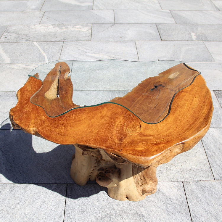 Wurzel Couchtisch kaufen 90 cm, Naturgeformter Teaktisch handgefertigt