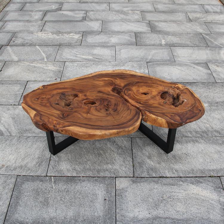 großer Kaffeetisch, Couchtisch Holz XXL, Baumstamm Wohnzimmertisch 120