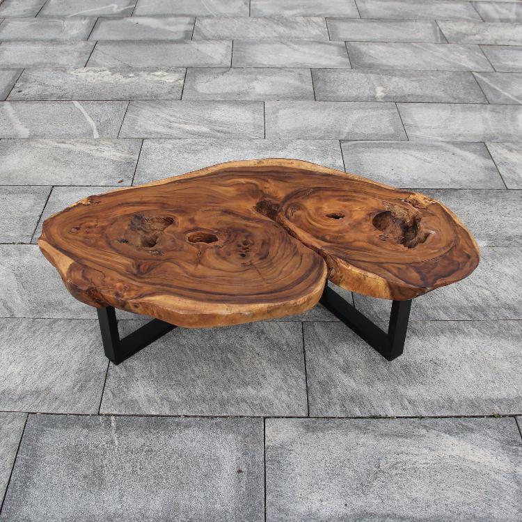 große Couchtisch, XXL Salontisch Holz, Wohnzimmertisch Baumscheibe