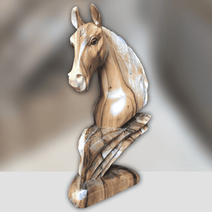 Pferd Deko | Pferd Statue | Pferd Teakholz | Pferd Skulptur Holz 50cm