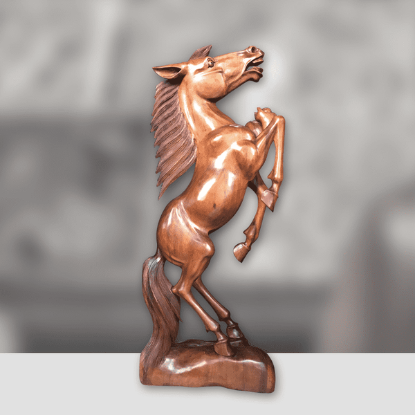 Pferd Deko | Pferd Statue | Pferd Teakholz | Pferd Skulptur Holz 100cm