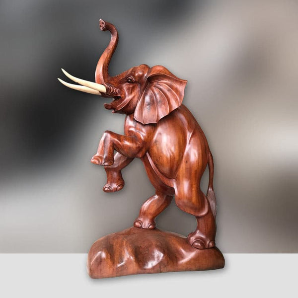 Elefant Deko | Elefant Skulptur | Elefant aus Holz 100cm