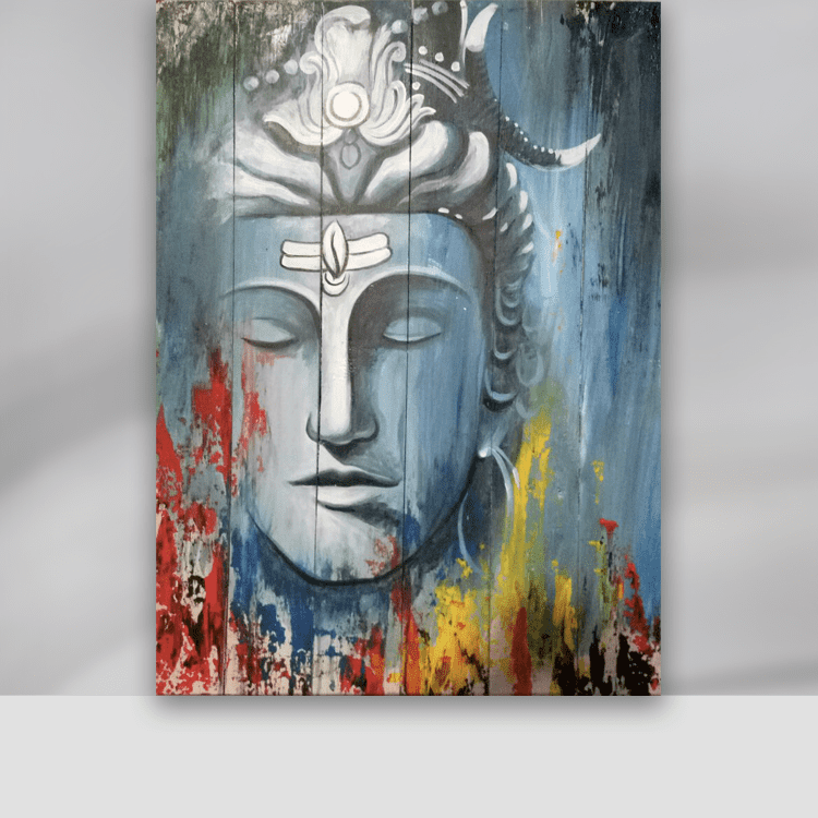 Buddha Malerei aus Holz | großes Buddha Bild | handgefertigt