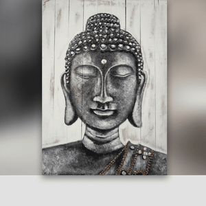 Buddha Malerei aus holz | großes Buddha-Gesicht | handgefertigt
