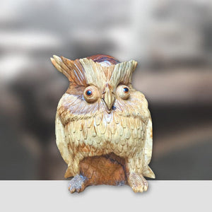 `Holz Eule Garten Deko aus massivem Teakholz (30 cm), handgeschnitzte wetterfeste Eule Skulptur für Garten, Balkon, Terrasse oder Eingang in der Schweiz`
