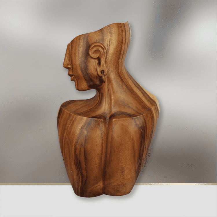 `Gesicht Skulptur aus massivem Teak-/Akazienholz (ca. 40 cm), handgeschnitzte Gesicht Deko als spirituelle Holzskulptur für Wohnzimmer, Praxis, Yoga-Raum, Meditationsecke oder Eingang im Holz Deko Shop Schweiz`
