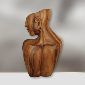 `Gesicht Skulptur aus massivem Teak-/Akazienholz (ca. 40 cm), handgeschnitzte Gesicht Deko als spirituelle Holzskulptur für Wohnzimmer, Praxis, Yoga-Raum, Meditationsecke oder Eingang im Holz Deko Shop Schweiz`
