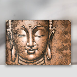 `Buddha Leinwandbild 120 x 80 cm mit warmen Naturtönen und Massivholzrahmen, ruhiges XXL Buddhismus Wandbild als asiatische Deko für Wohnzimmer, Schlafzimmer, Büro, Praxis, Yoga-Studio oder Hotel Lobby in der Schweiz`

