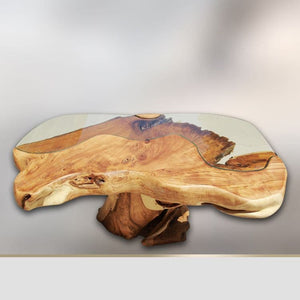 Wurzeltisch Teak | Salontisch Holz massiv | Couchtisch Teakholz 105cm