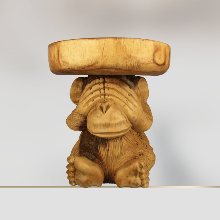 Hocker Holz, Flurhocker Holz, asiatische Hocker, Affe Hocker 40cm