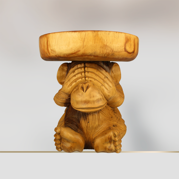 Hocker Holz | Flurhocker Holz | asiatische Hocker | Affe Hocker 40cm